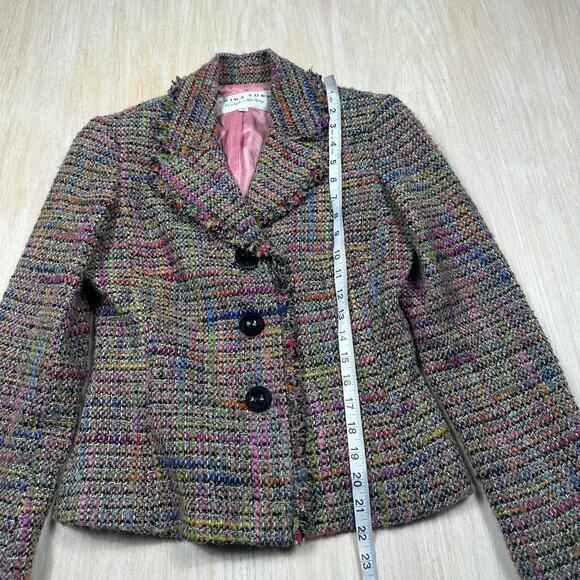 Trina Turk Multicolor Tweed Wool Blend Preppy Button Front Lined 6 Blazer Jacket - Picture 6 of 14